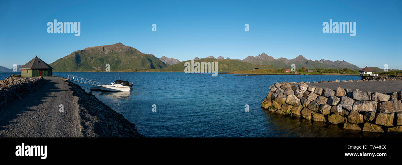 Fjordcamp Standort in der Nähe von Bo im Vesteralen, Norwegen. Stockfoto