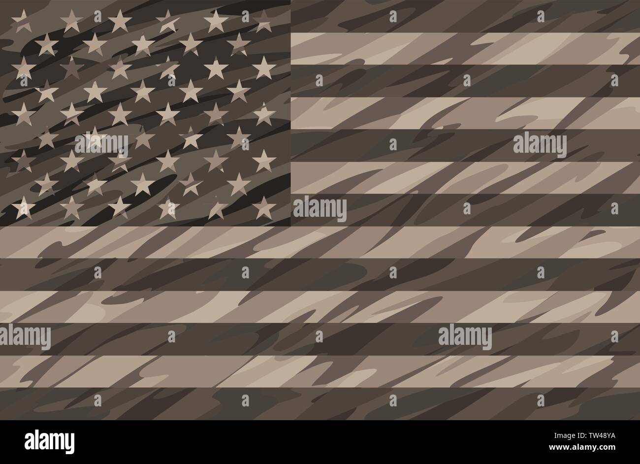 Patriotische Desert Tan Camo USA-Flagge Vector Illustration Stock Vektor