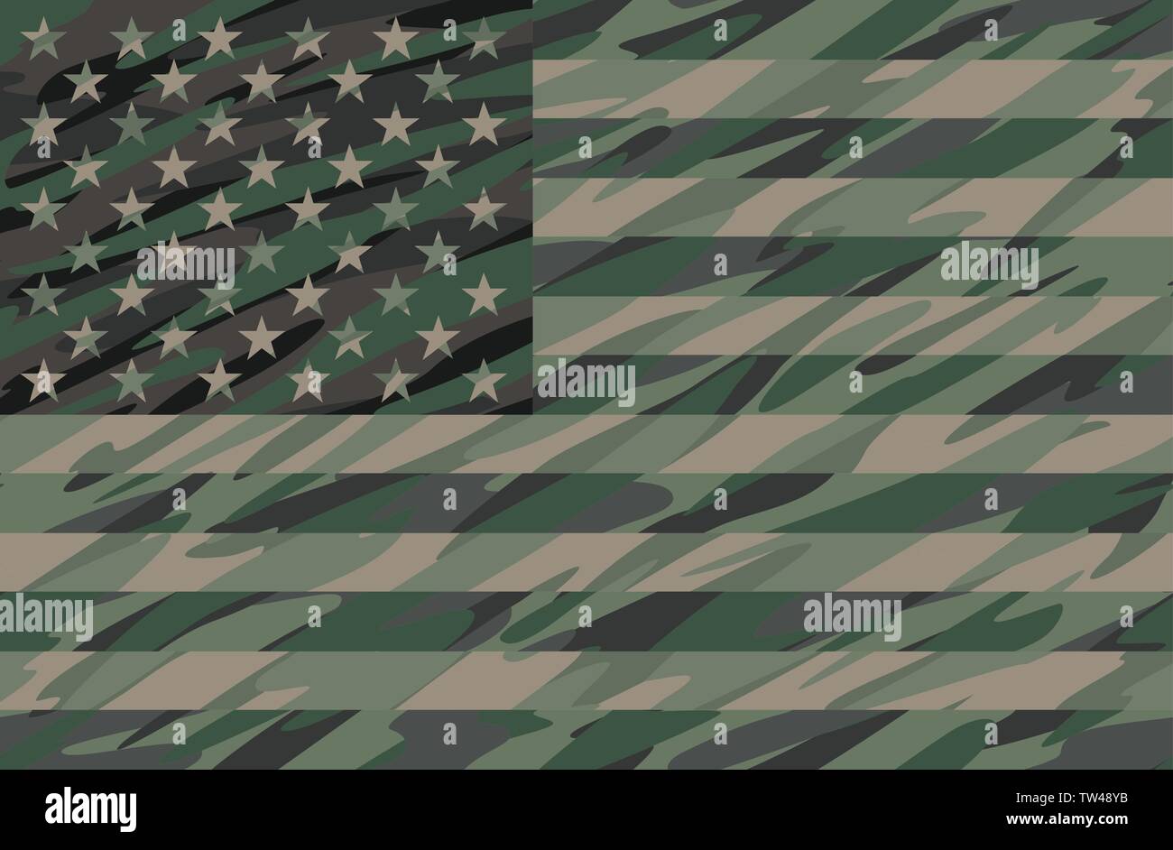 Patriotische Jungle Green Camo USA-Flagge Vector Illustration Stock Vektor