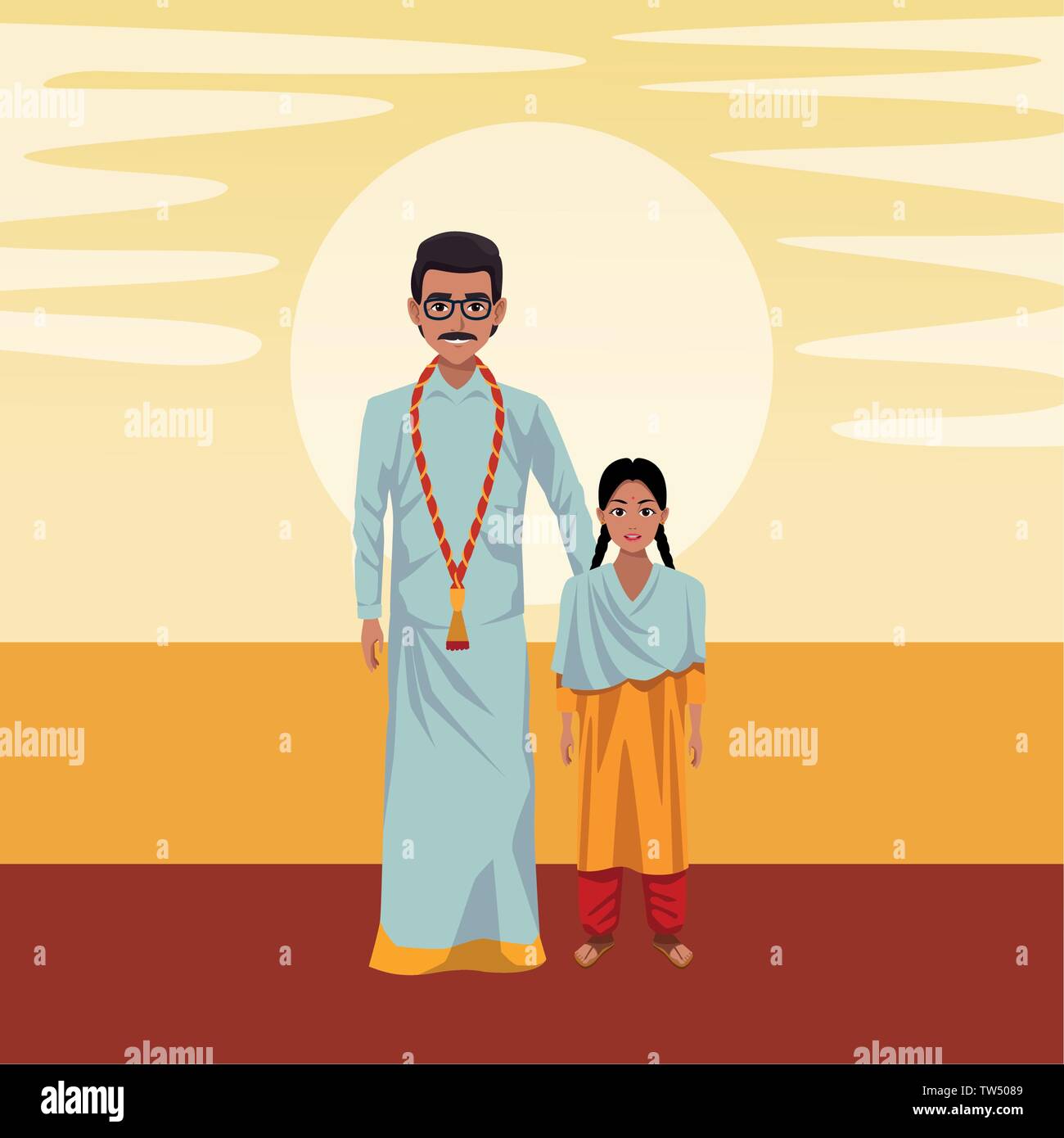 Indische Familie avatar cartoon Charakter Stock Vektor