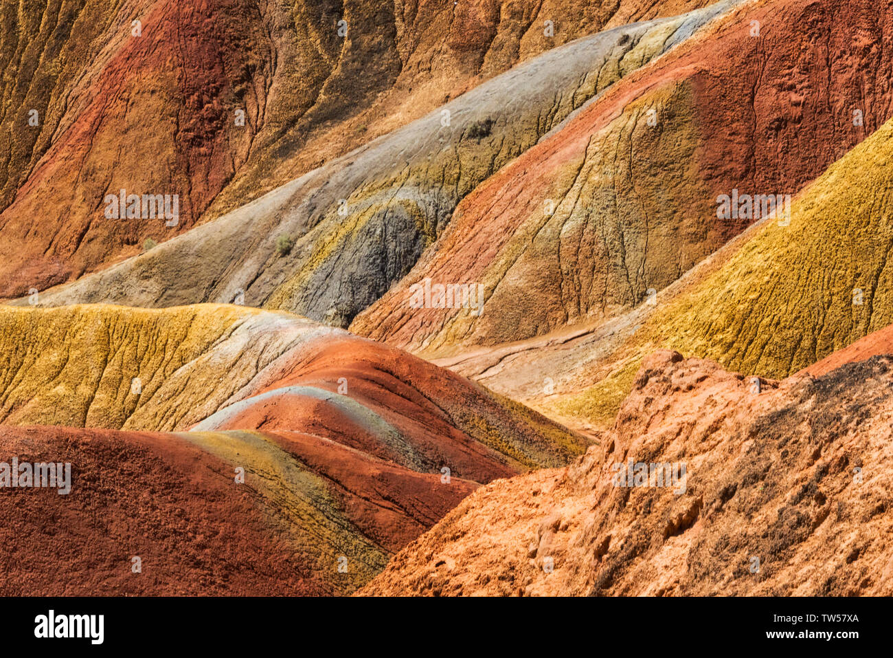 Die bunten Berge in Zhangye nationaler Geopark, Zhangye, Provinz Gansu, China Stockfoto