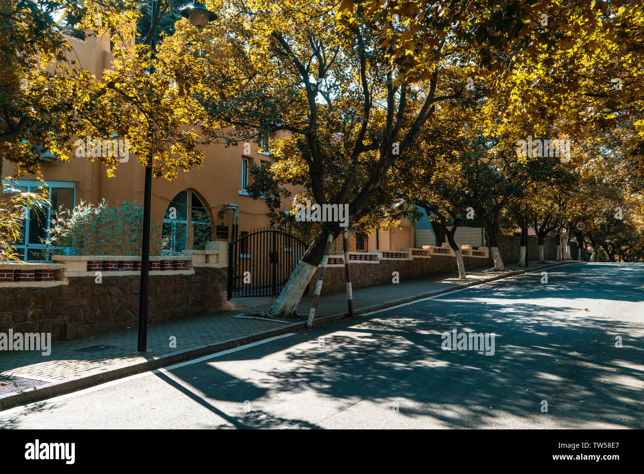 Herbstlandschaft der Ba Daiguan, Qingdao, Provinz Shandong Stockfoto