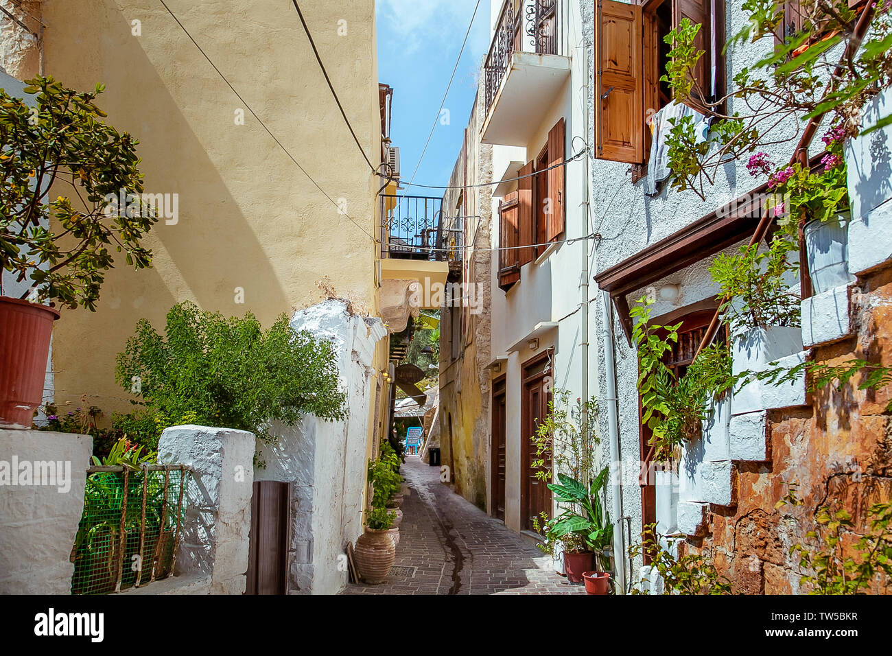 Straße in der Altstadt. Griechenland. Kreta. Chania Stockfoto