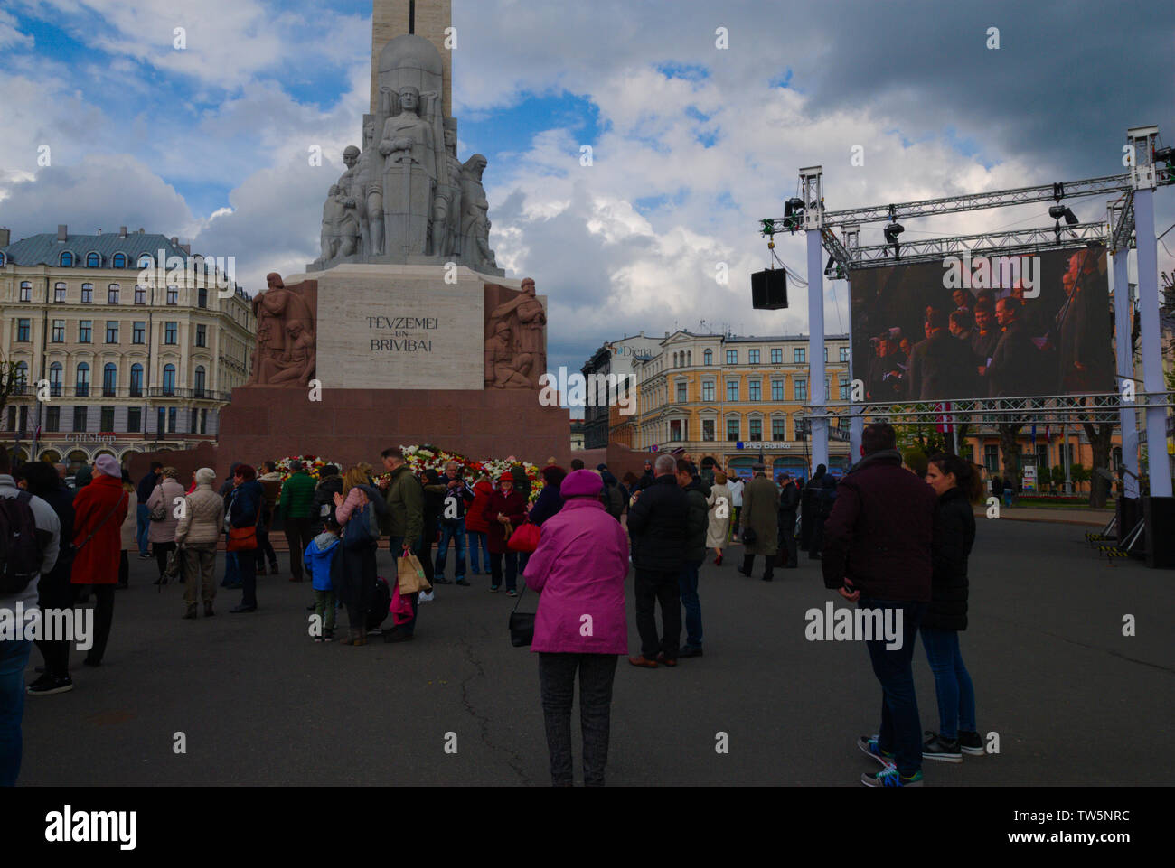 Die Basis des Freiheitsdenkmals in Riga, Lettland Stockfoto