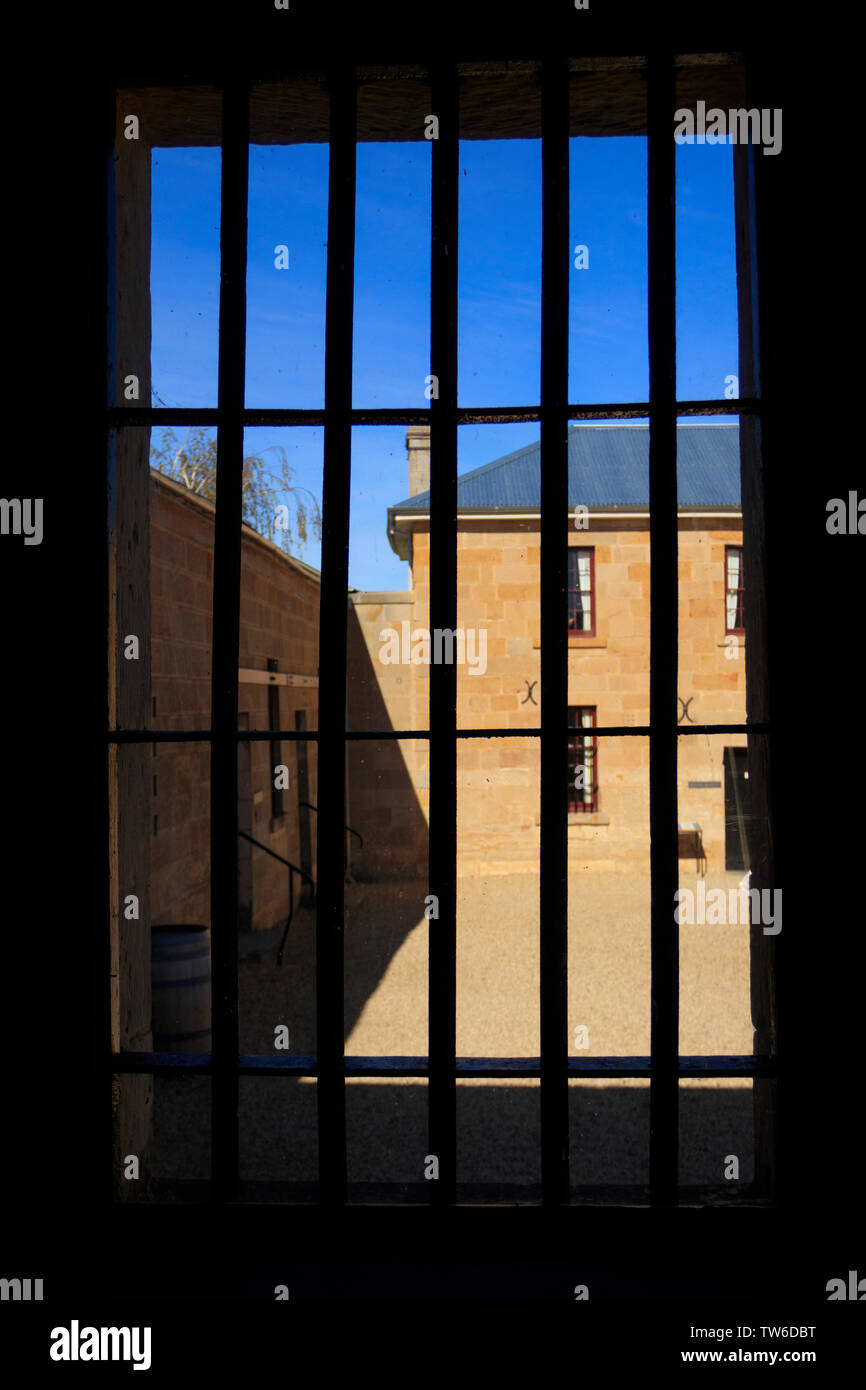 Richmond Gefängnis wurde 1825 gegründet Sträflinge zu Haus. Der Blick in den Hof von der Gefangenen Zellen. Stockfoto