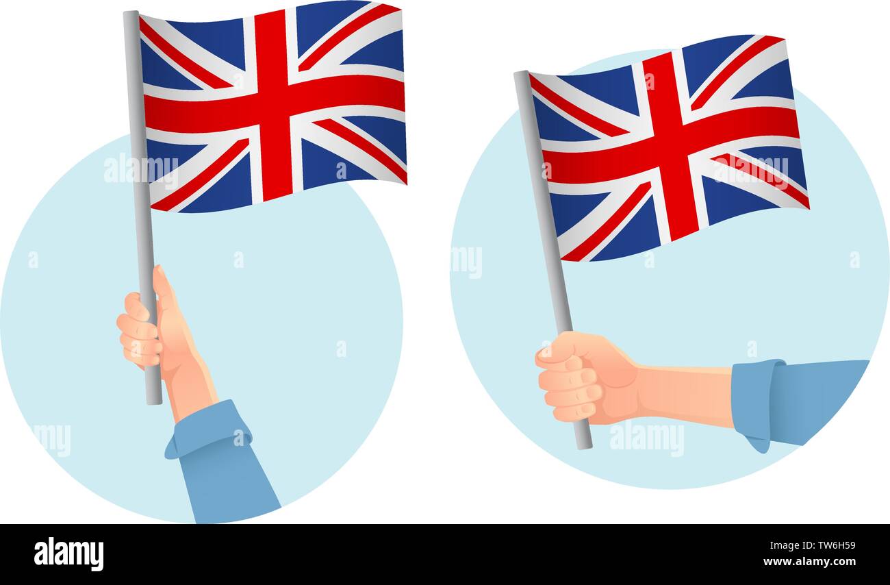 Großbritannien Flagge in der hand Symbol Stock Vektor