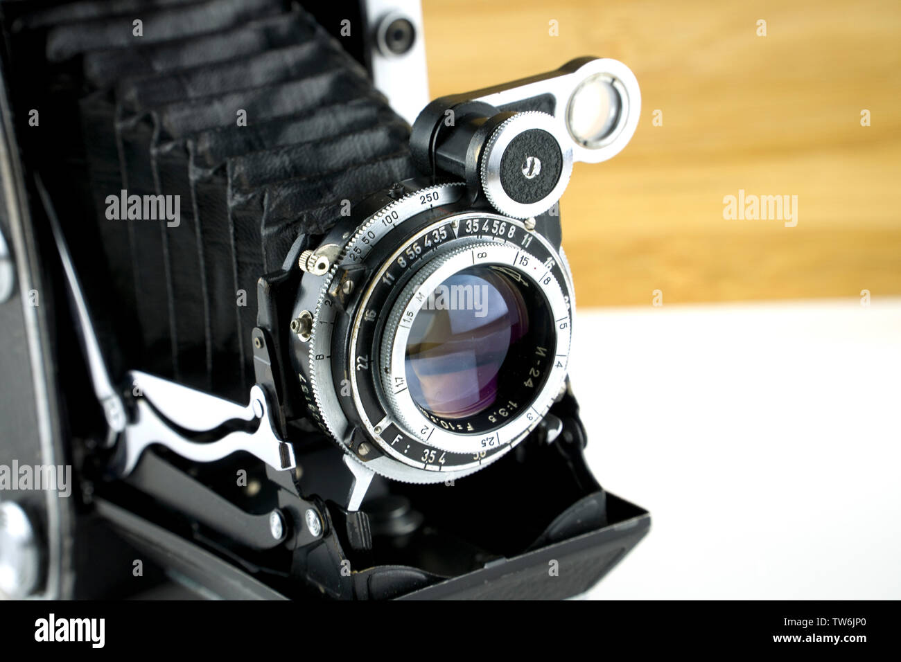 Alte Vintage Schwarz Falten Film Fotografie Kamera Stockfoto