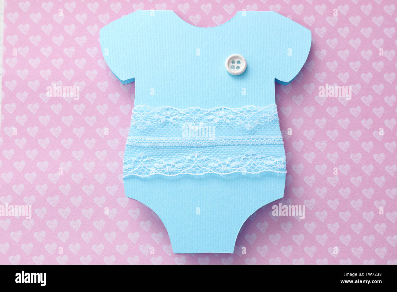 Danke Karte für Baby Shower Party auf farbigen Hintergrund Stockfoto