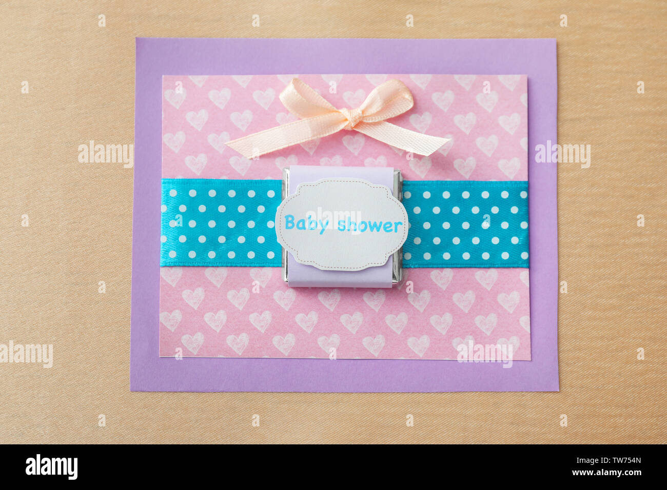 Süße Danke Karte für Baby-dusche auf farbigen Hintergrund Stockfoto