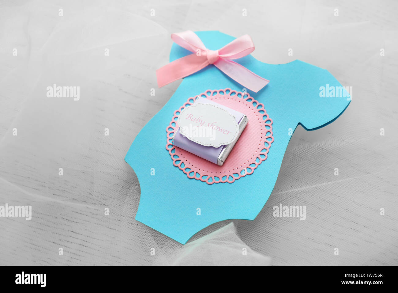 Süße Danke Karte für Baby-dusche auf hellen Hintergrund Stockfoto
