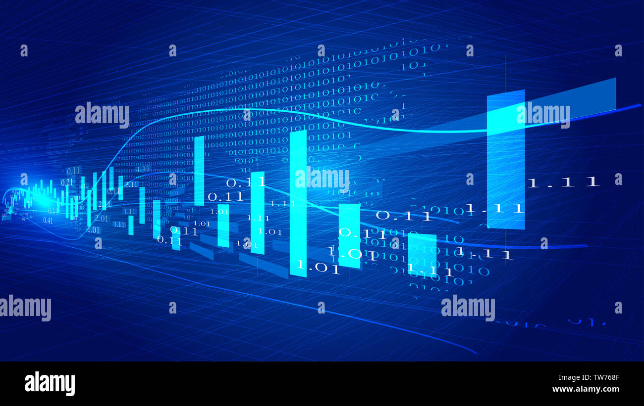 Digitale Landkarte mit k-line chart Bau finanzielle Kurve Hintergrund Stockfoto