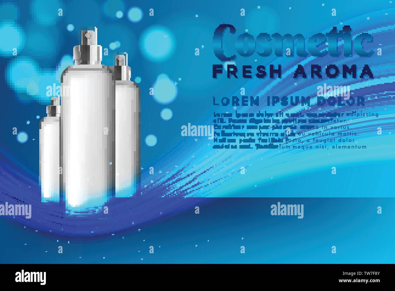 Realistische Vorlage Kosmetik Paket. Spray Kosmetik Produkt Vorlage für Inserate oder Zeitschrift Hintergrund. Realistische 3D-Vektor Iillustration. EPS 10. Stock Vektor