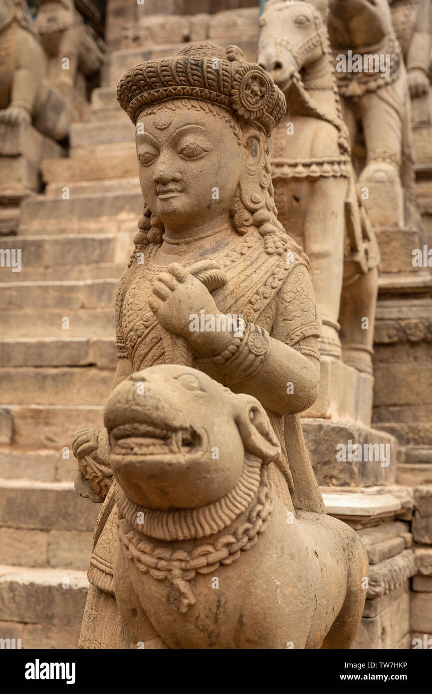Stein Skulptur, Bhaktapur, Provinz Nr. 3, Nepal, Asien Stockfoto