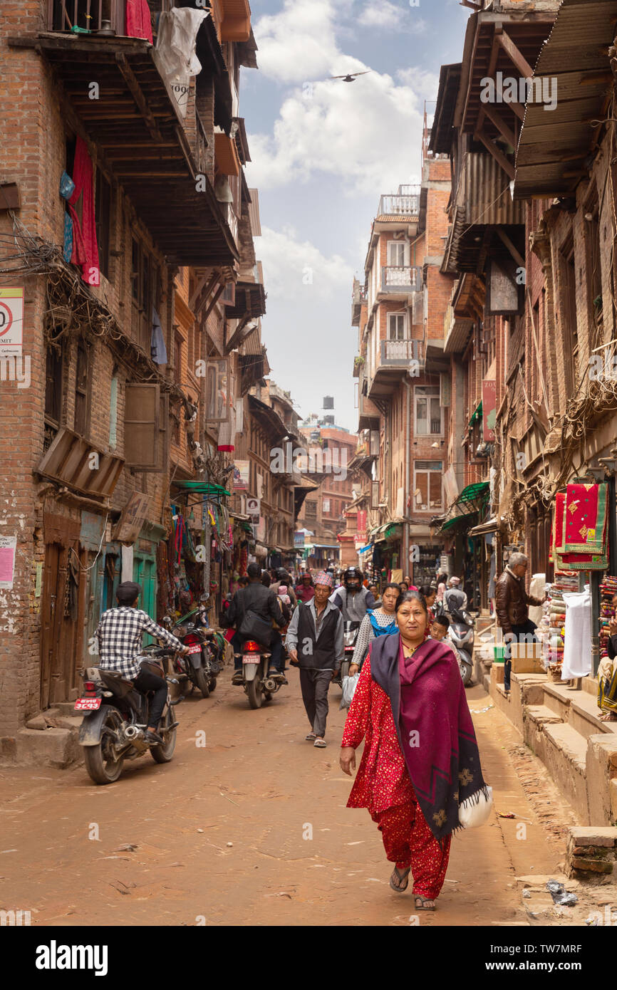 Stadt Straße, Bhaktapur, Provinz Nr. 3, Nepal, Asien Stockfoto