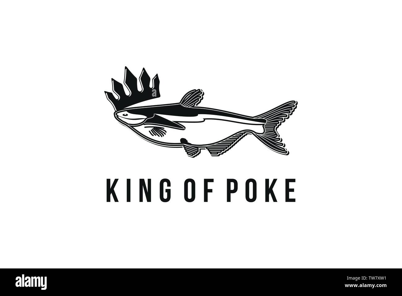 Milchfisch, Poke König Logo Designs Inspiration isoliert auf weißem Hintergrund Stock Vektor