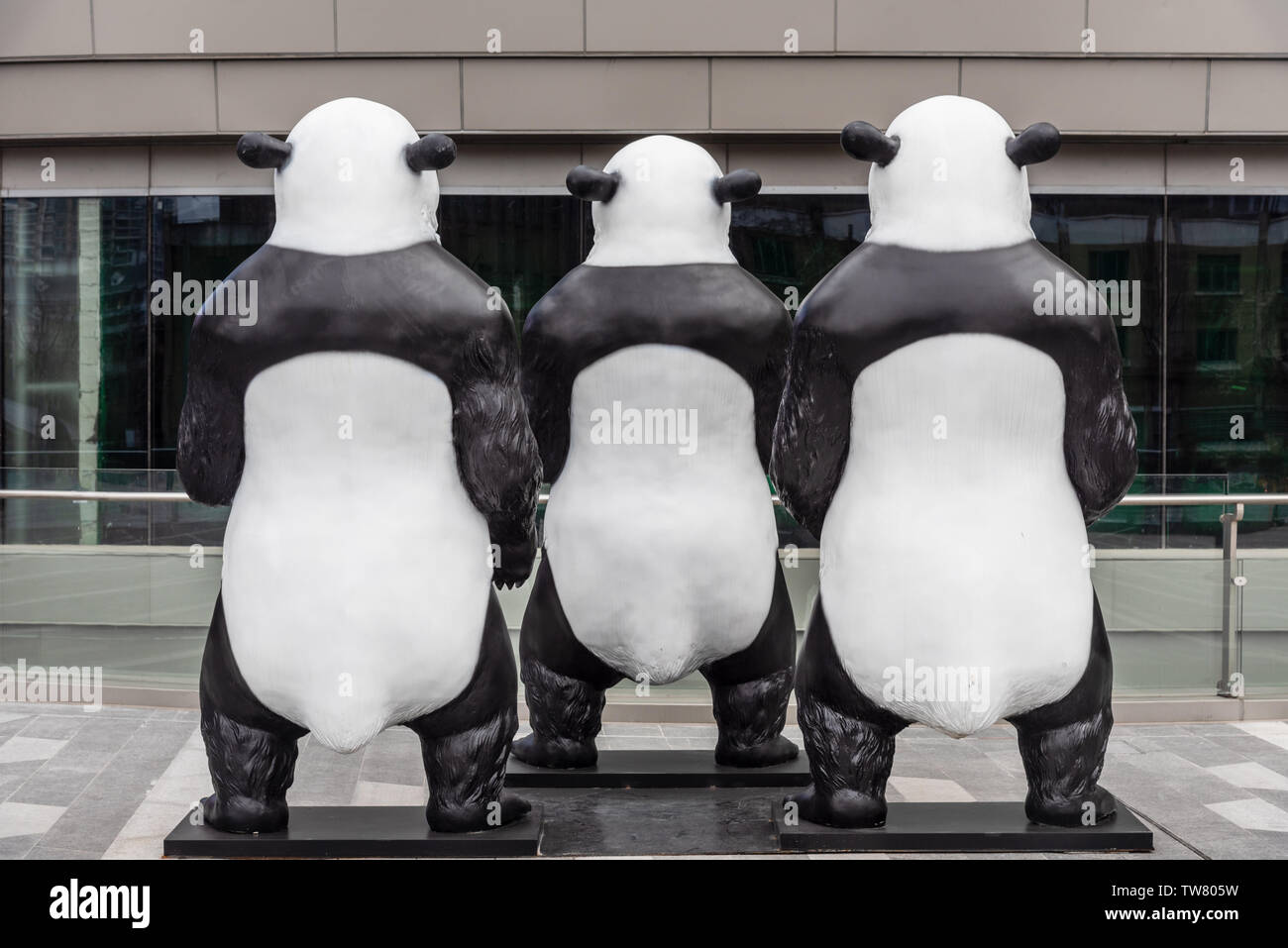 Der Panda Statue in Magnolia Square in Shanghai. Stockfoto