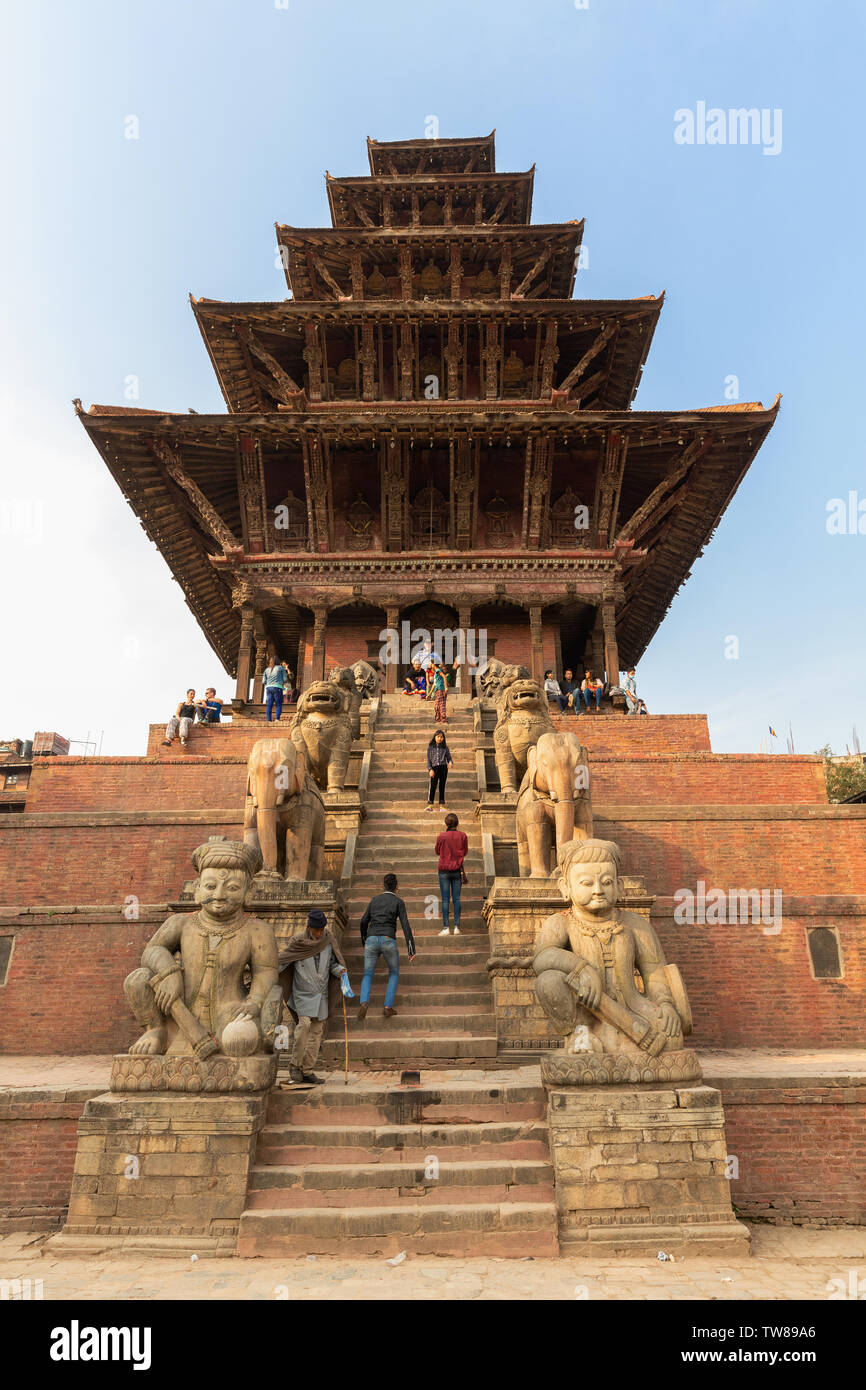 Nyatapola Tempel, Taumadhi Square, Bhaktapur, Provinz Nr. 3, Nepal, Asien Stockfoto