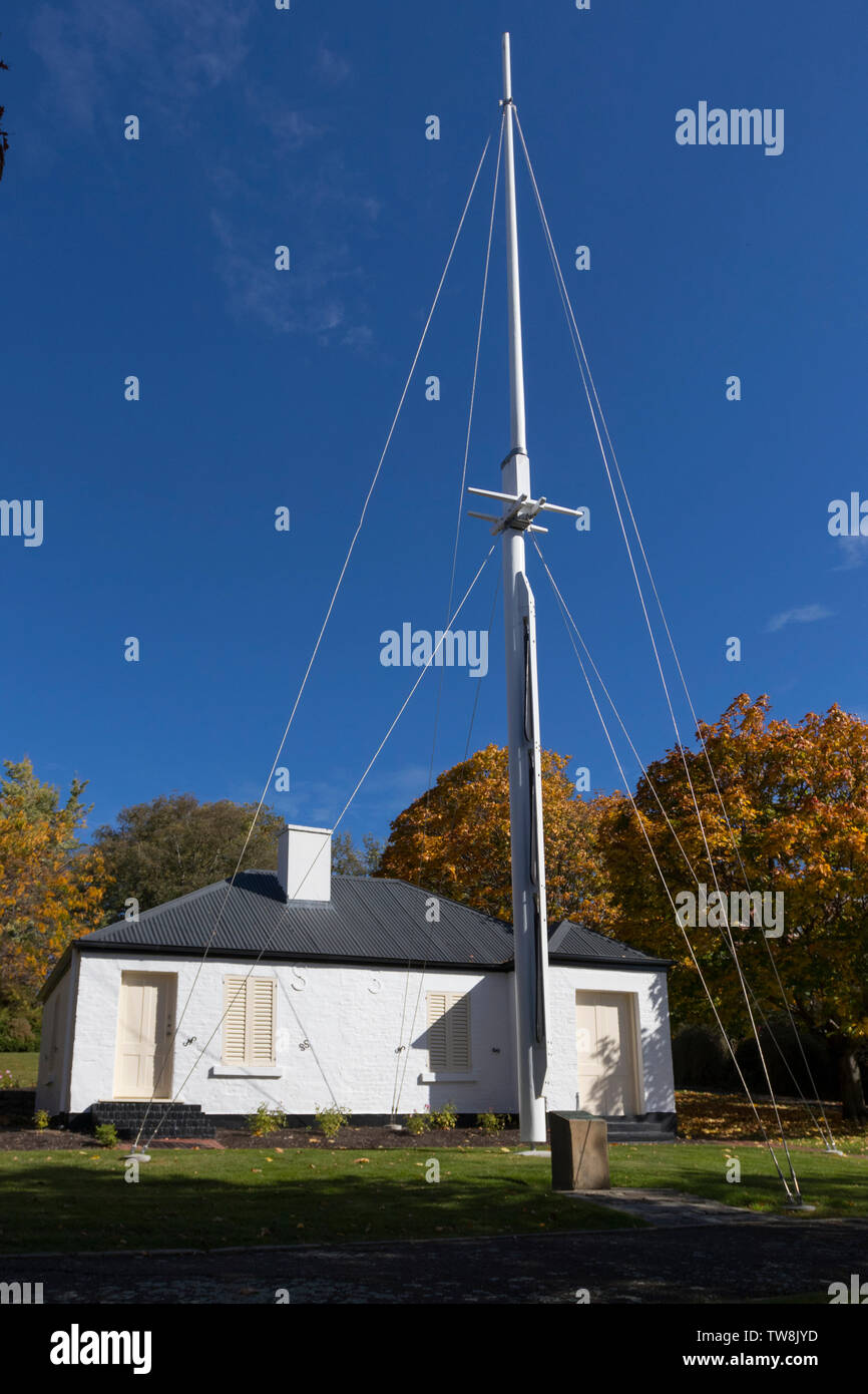 Der Fahrdienstleiter Haus am alten Semaphore Station am historischen Battery Point in Hobart, Tasmanien. Touristische Destination. Stockfoto