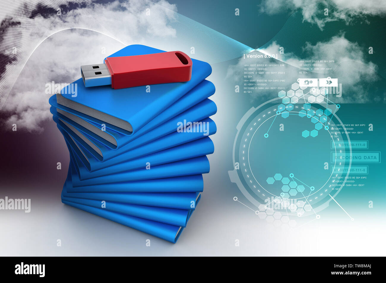 Usb-Laufwerk mit Datei Ordner Stockfoto