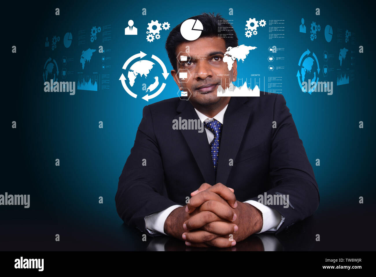 Unternehmer auf der Suche nach Business Icon Stockfoto