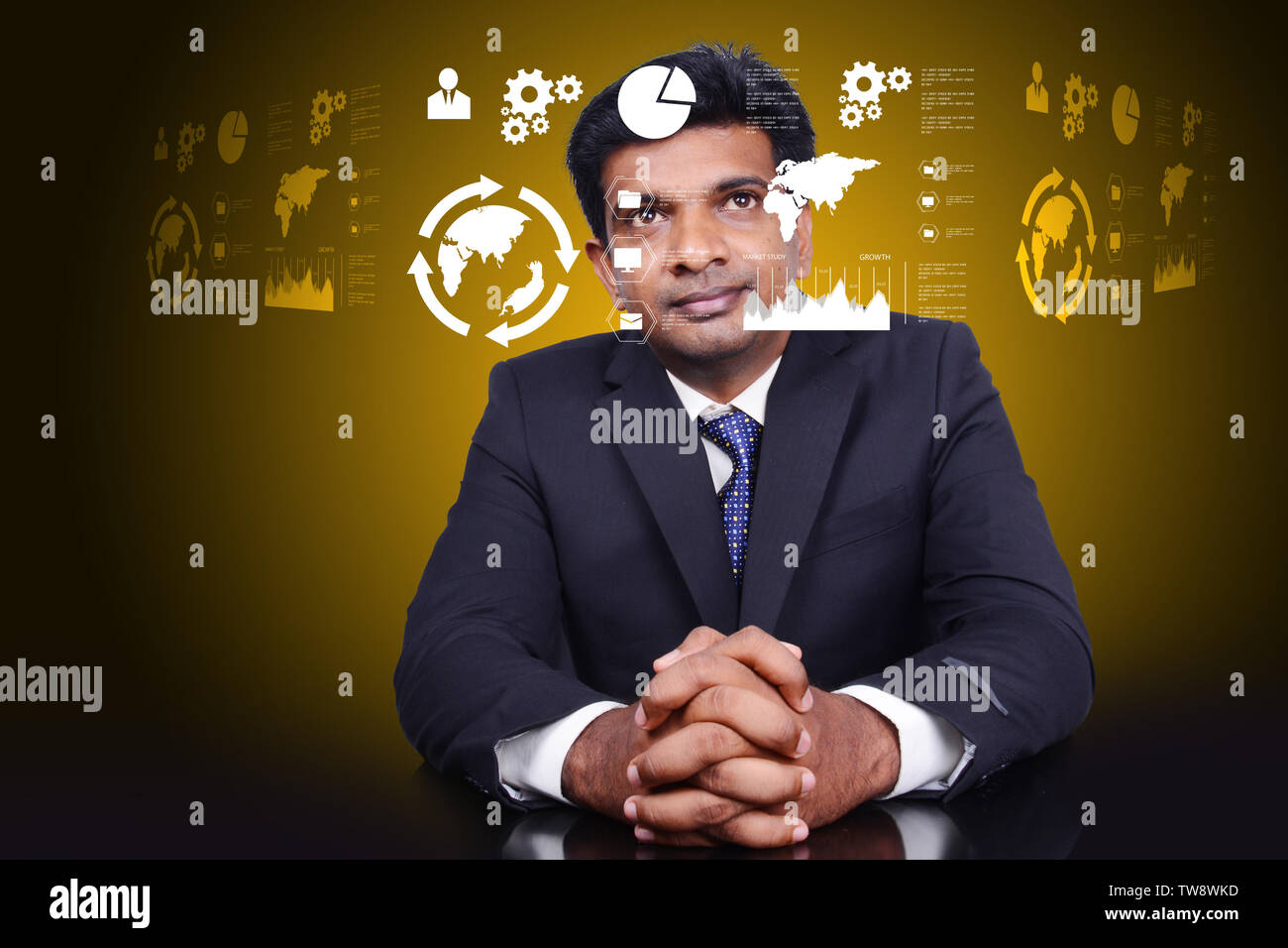 Unternehmer auf der Suche nach Business Icon Stockfoto