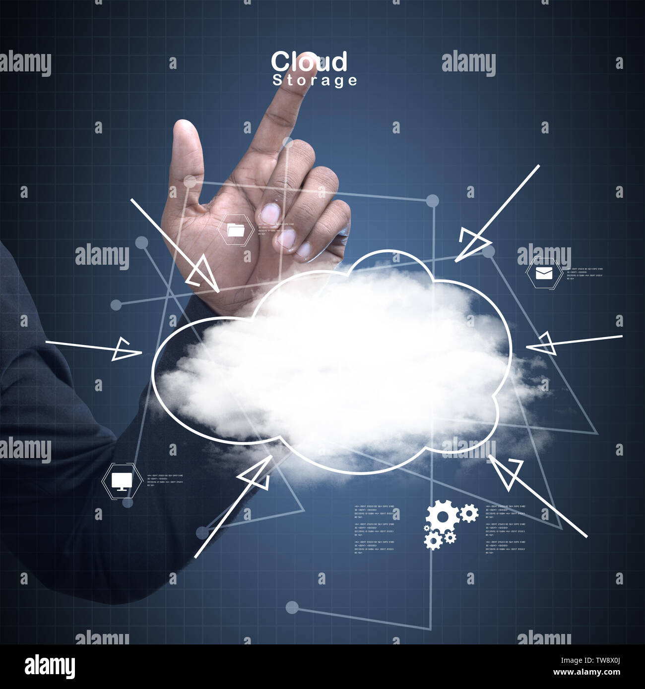 Hände, die die Cloud computing Symbol Stockfoto