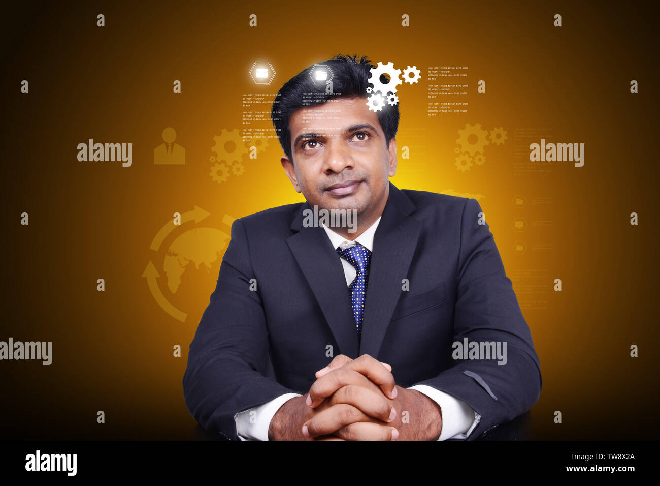 Unternehmer auf der Suche nach Business Icon Stockfoto