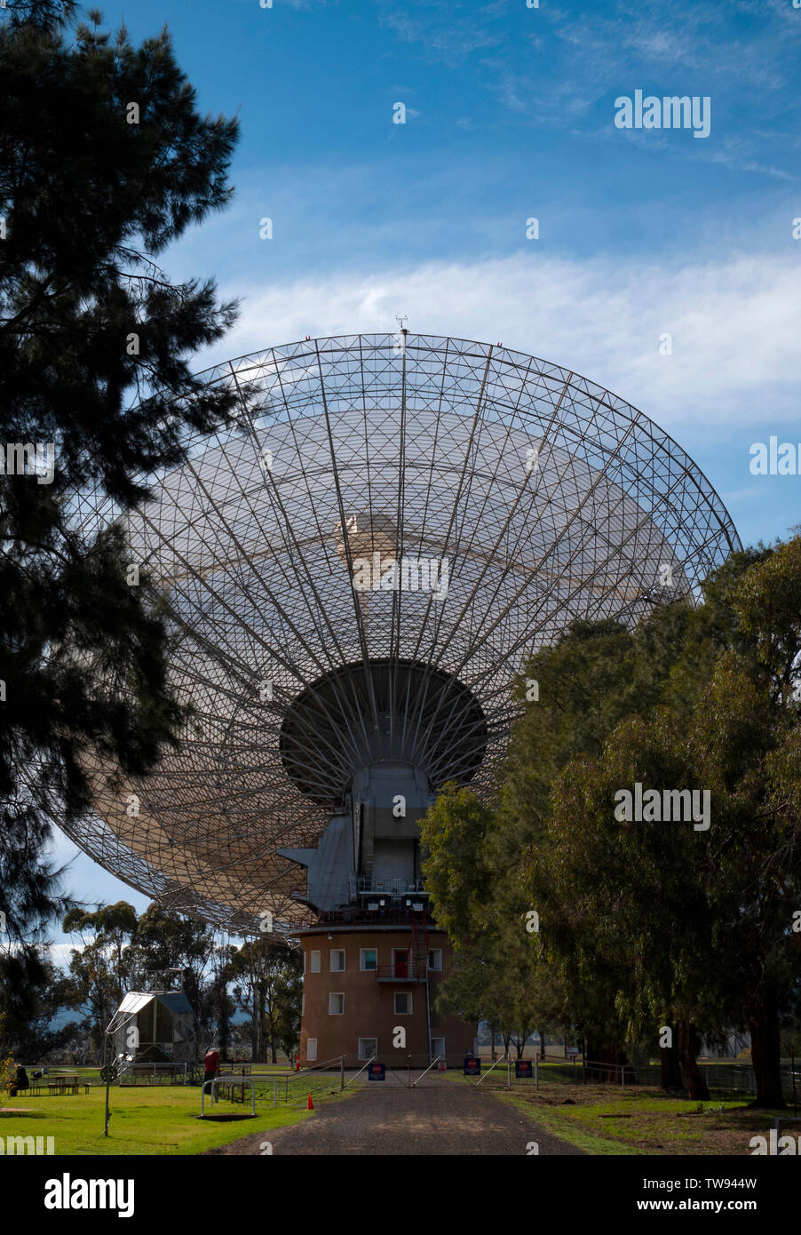 CSIRO Radioteleskop in Parkes, New South Wales, Australien beliebtes touristisches Reiseziel. Stockfoto
