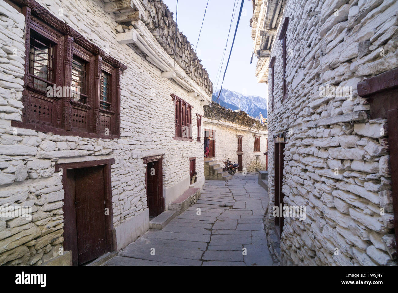 Die tibetischen Dorf Marpha im unteren Tal Mustang, Nepal. Berühmt für seinen Brandy und Kloster. Stockfoto