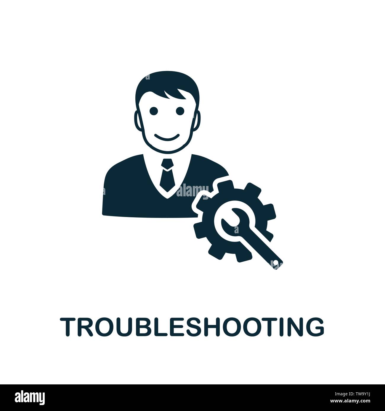 Fehlerbehebung Vektorsymbol. Kreative Zeichen aus Icons Sammlung. Gefülltes flaches Symbol für Fehlerbehebung für Computer und Mobiltelefon Stock Vektor
