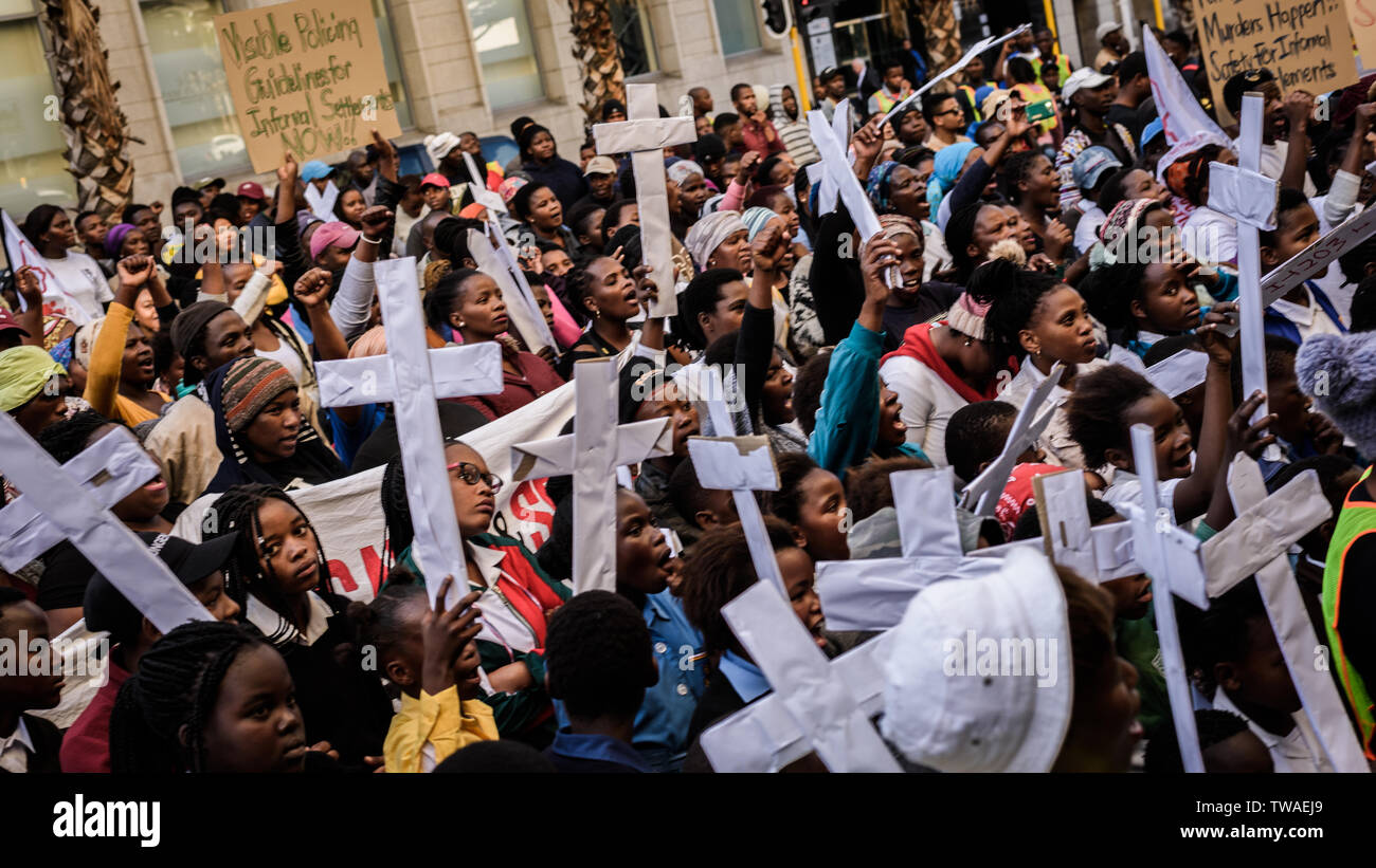 Ein anti-crime Demonstration der hohen Incident der Kriminalität in Südafrika Western Cape Kapstadt und seine Umgebung zu protestieren Stockfoto