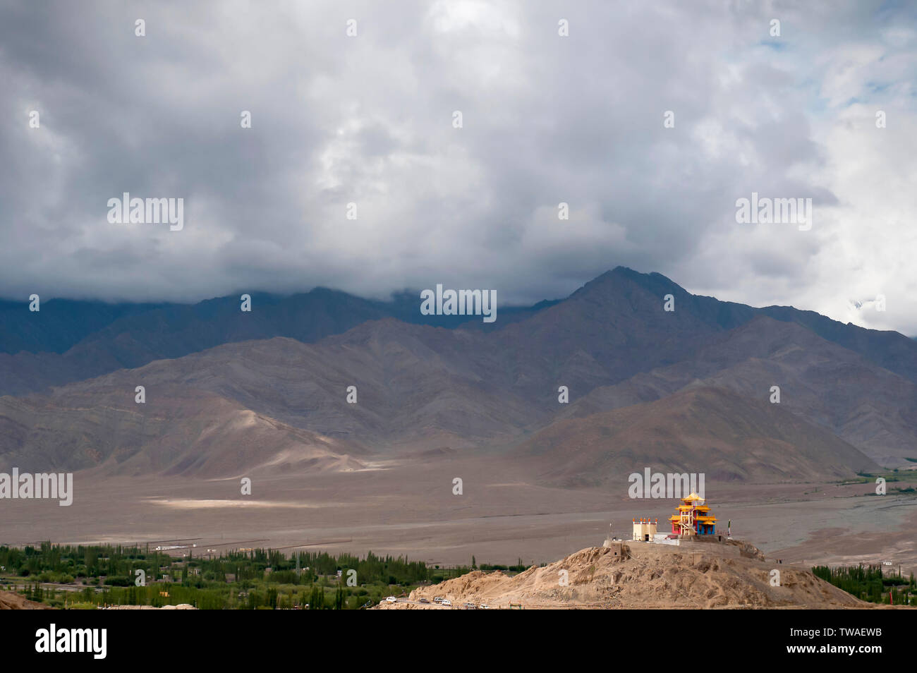 Kloster in der Nähe von Leh, Ladakh, Jammu und Kaschmir, Indien. Stockfoto
