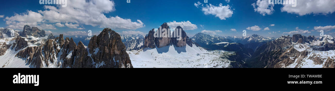 Tre Cime di Lavaredo Berg in den Dolomiten Stockfoto