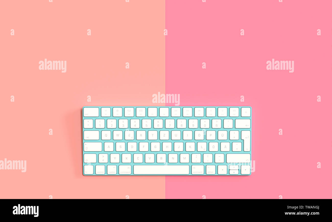 Moderne Computer Tastatur auf 2-farbigen Hintergrund in Flach Stil. 3D-Render Bild. Stockfoto