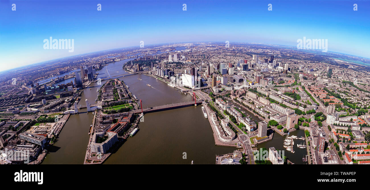 Panorama Antenne von Rotterdam, Niederlande Stockfoto