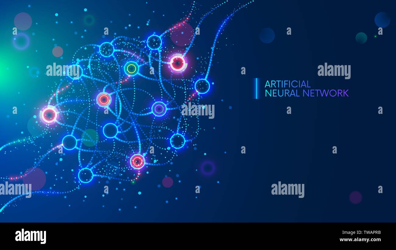 Künstliche neuronale Netze, ANN, Konnektionistischen Systeme. Zusammenfassung Einfache Grafiken Regelung von neuronalen Maschine mit AI. Künstliche Intelligenz Stock Vektor