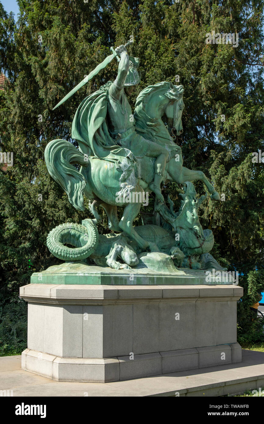 Statue von Georg und der Drache, der Republik Kroatien, Zagreb, Kroatien. Stockfoto