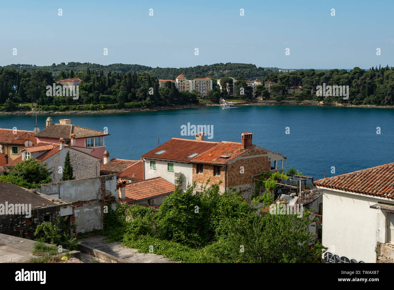 Anzeigen von Katarina Insel von Stari Grad, Rovinj, Kroatien Stockfoto