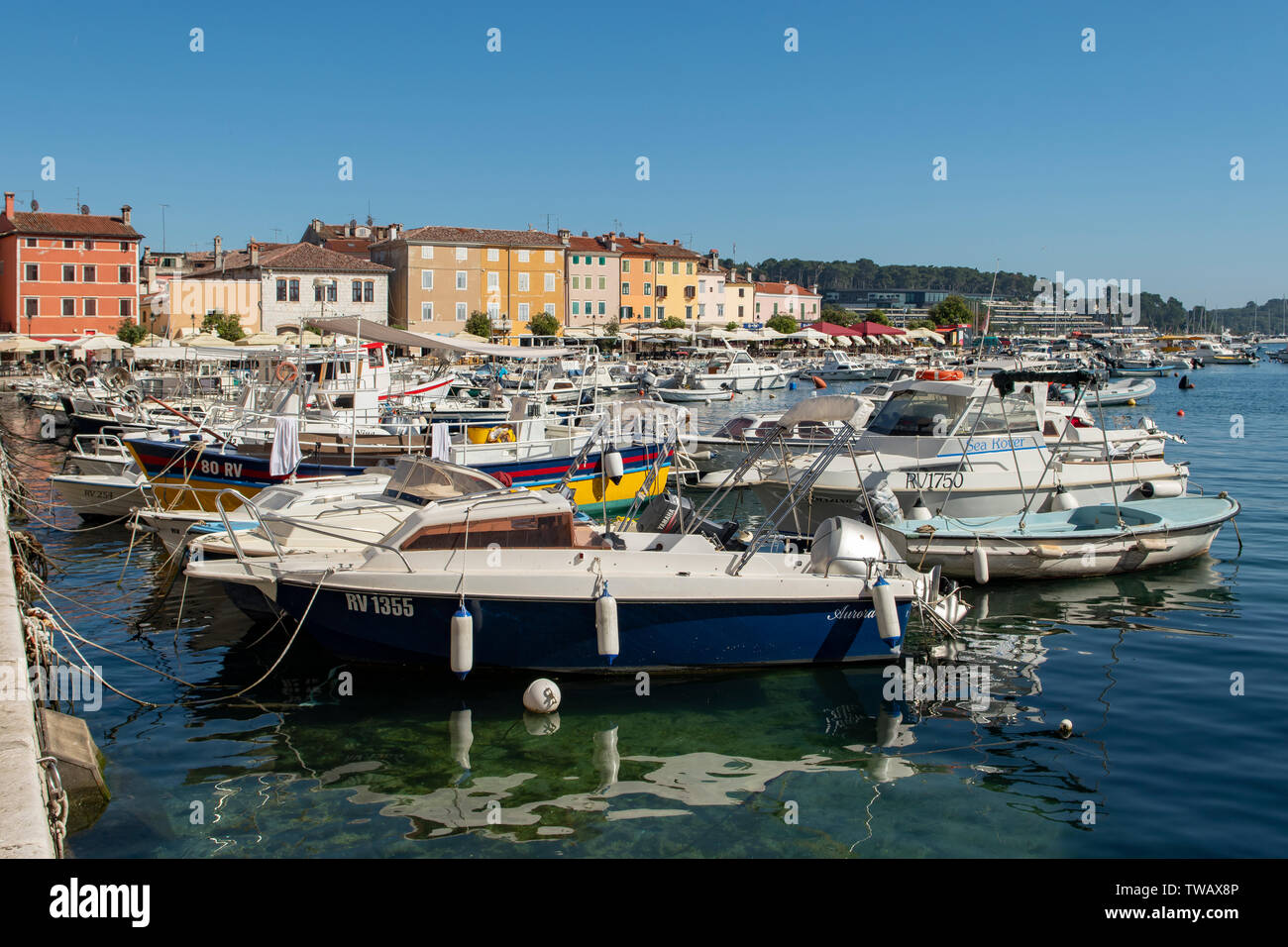 Marina in Rovinj, Kroatien Stockfoto