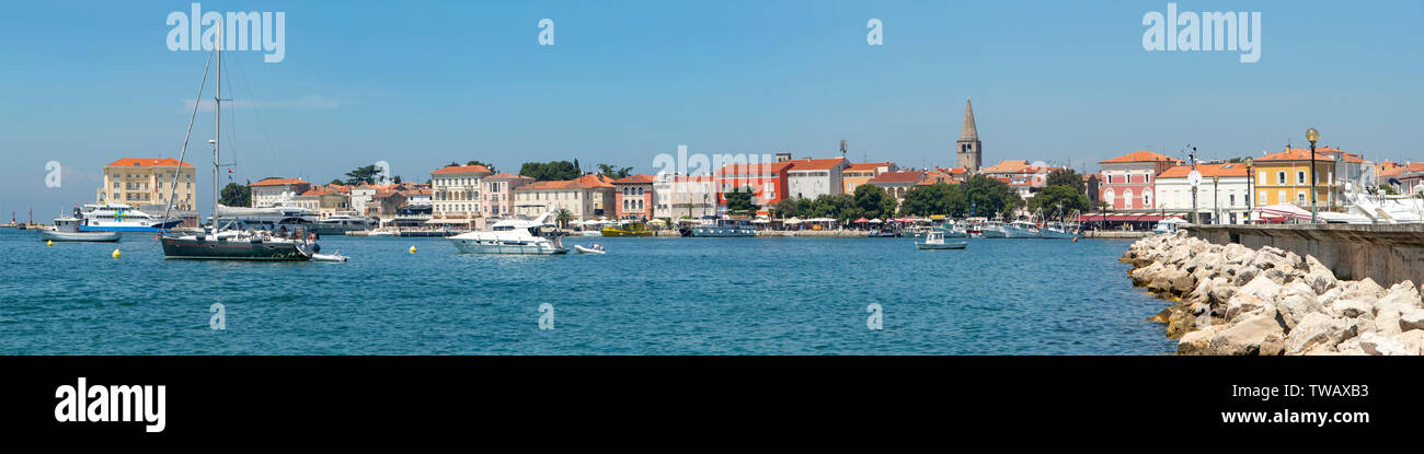 Panorama Hafen von Porec, Kroatien Stockfoto