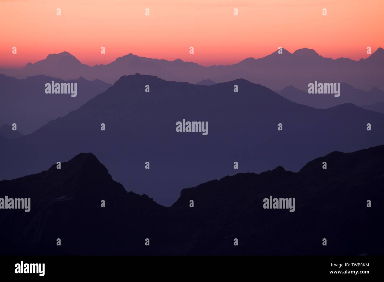 Italien, Südtirol, Sarntaler Alpen, Blick vom Königskogel. Stockfoto