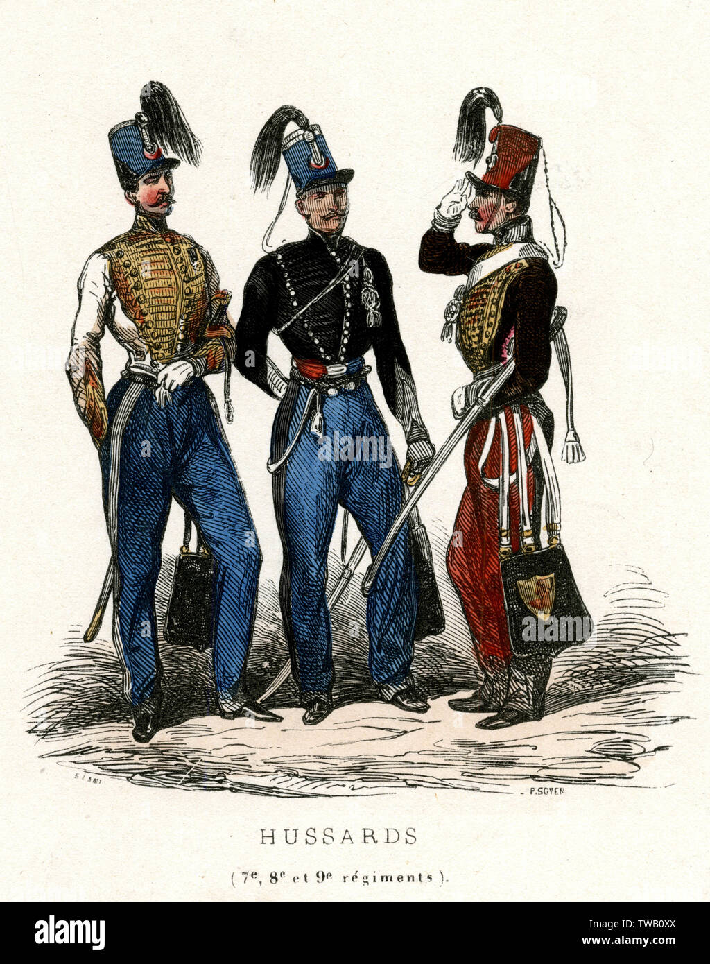 Französische Hussar-Soldaten Stockfoto