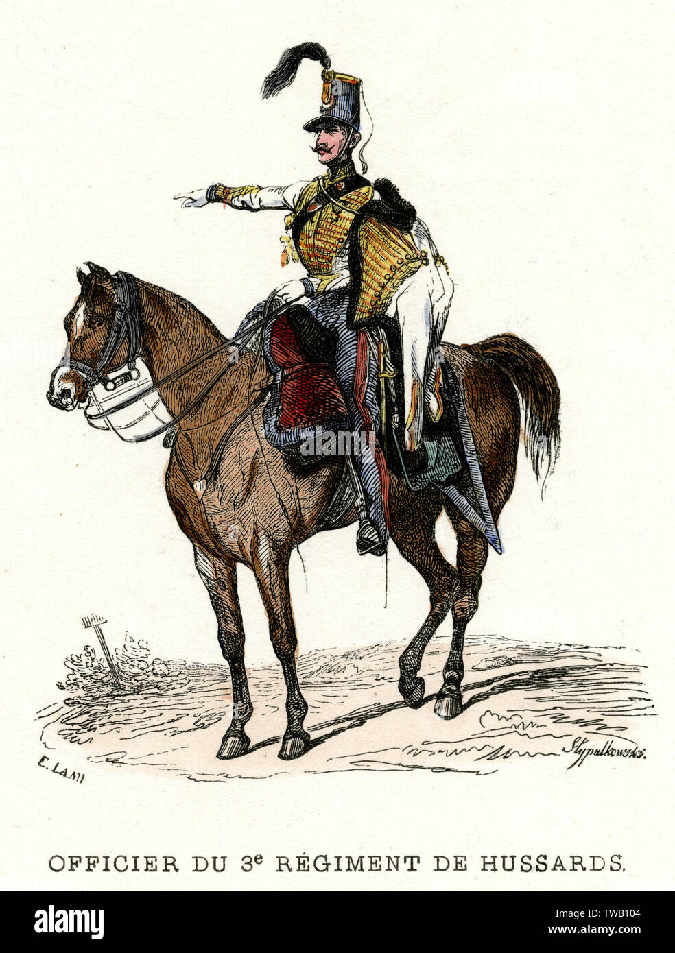 Französischer Hussar-Kavallerie-Offizier Stockfoto