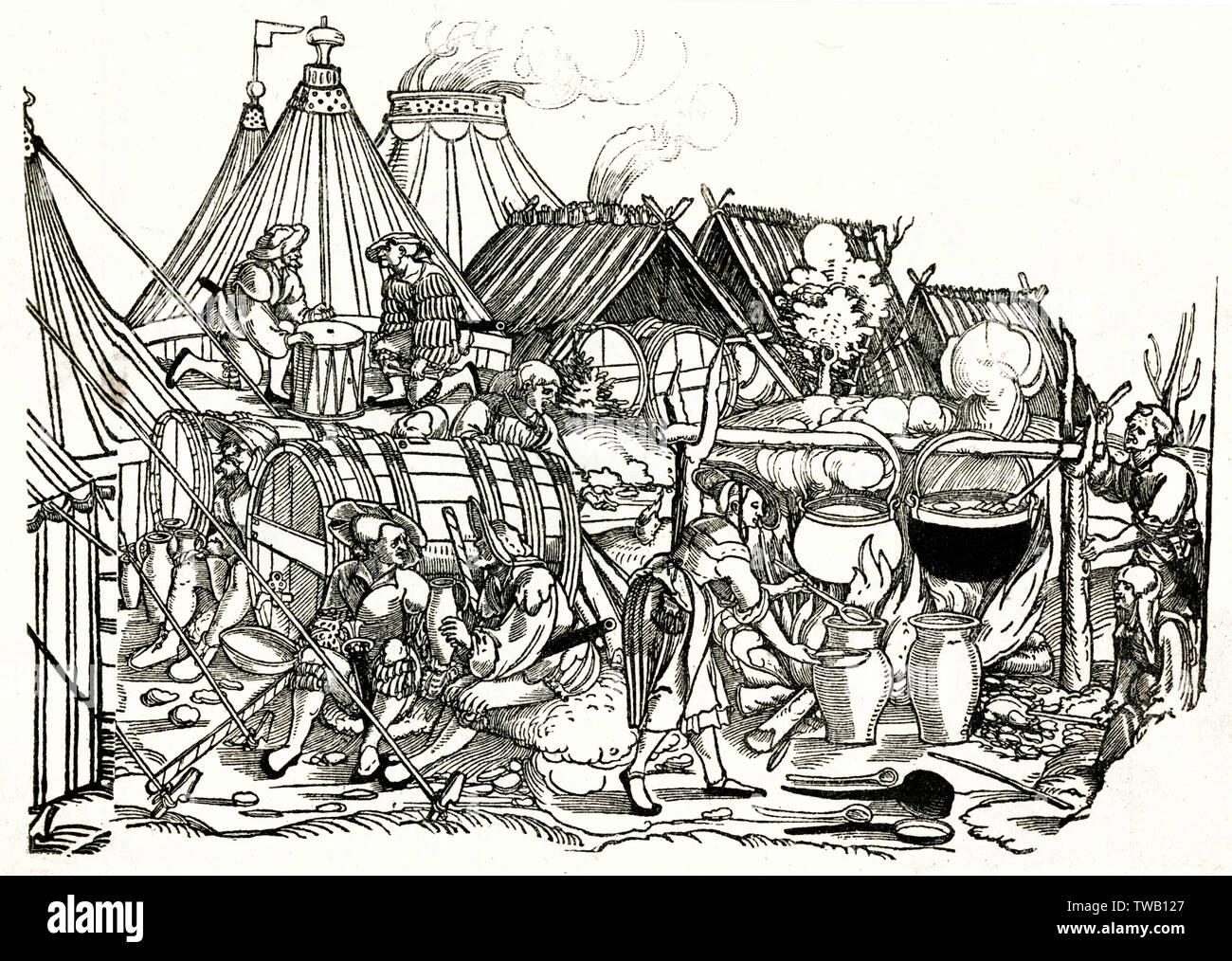 Deutsches Militärlager aus dem 15.. Jahrhundert Stockfoto