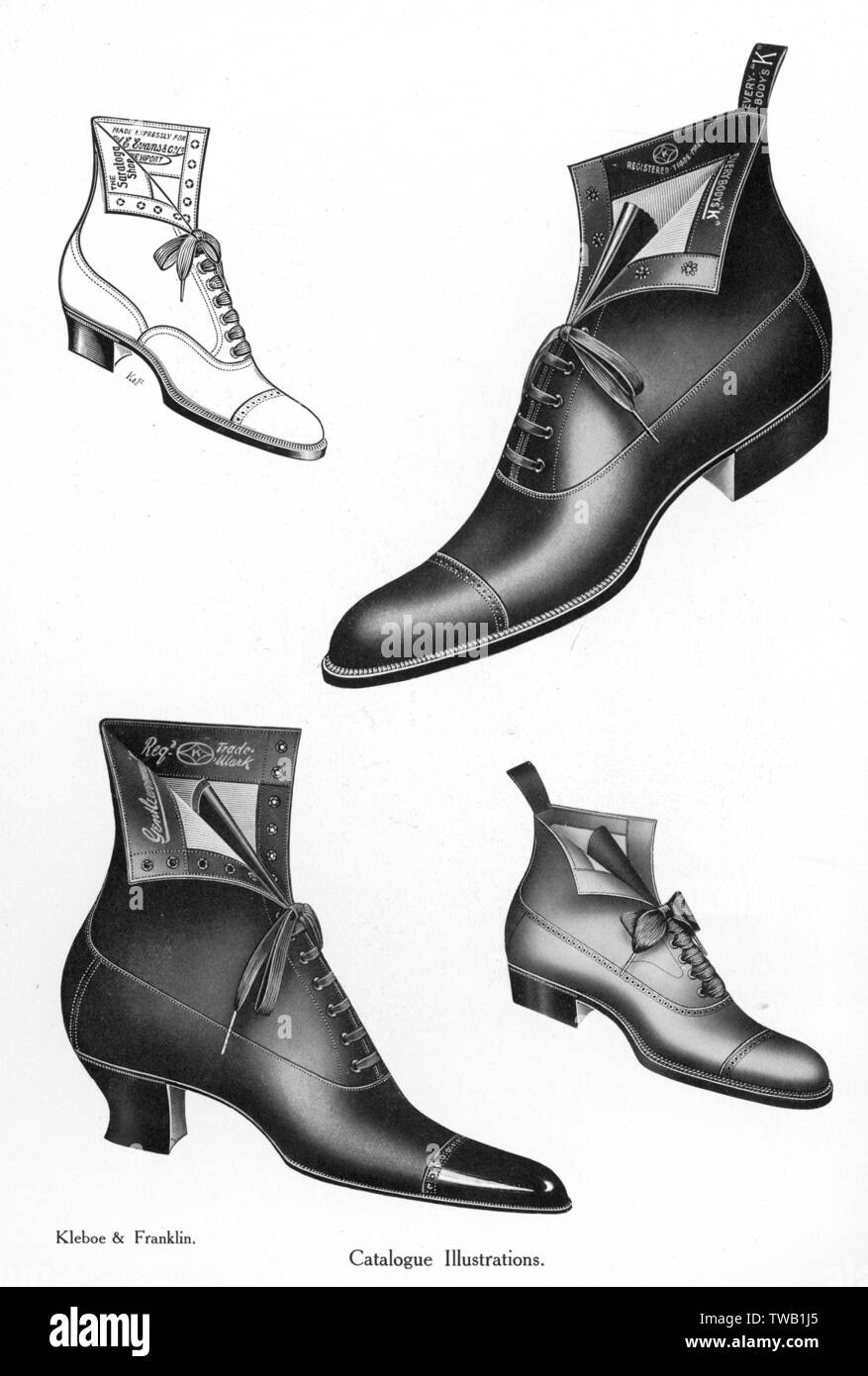 Damenschuhe 1908 Stockfoto