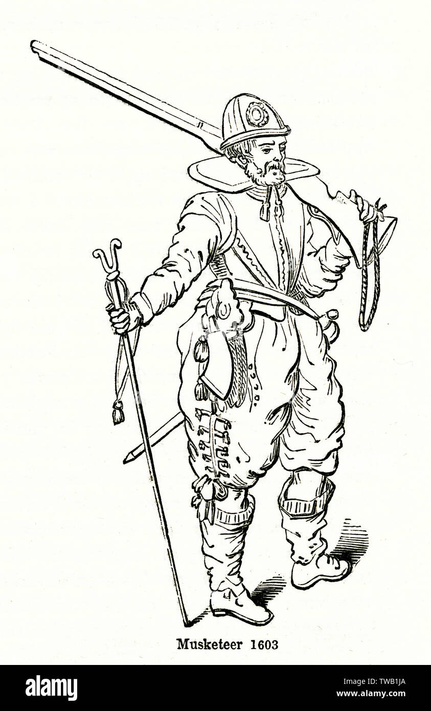 Musketier 1603 Stockfoto