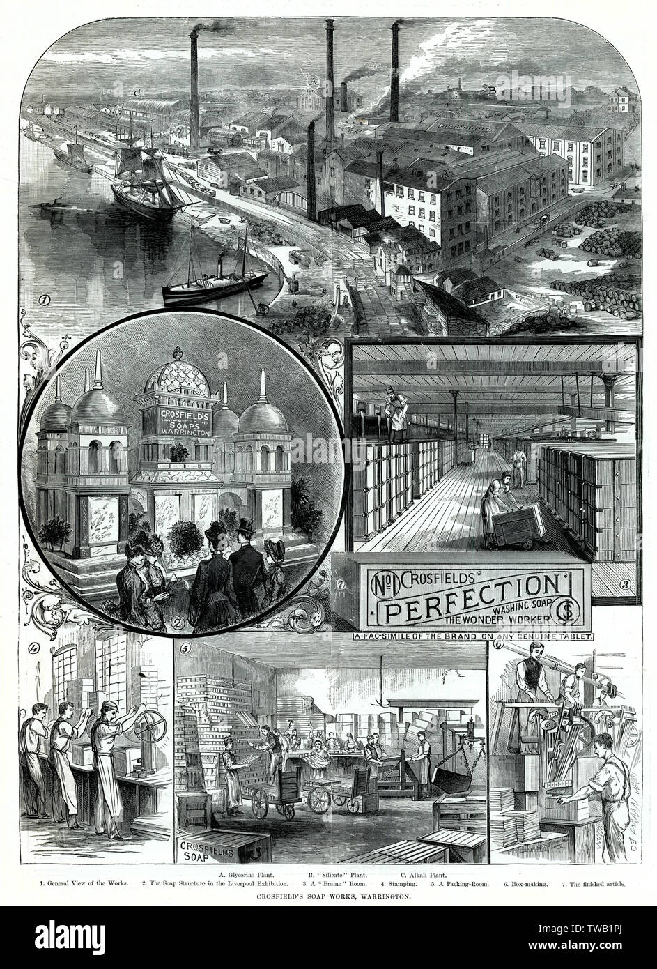 Crosfield's Seife funktioniert, Warrington 1886 Stockfoto