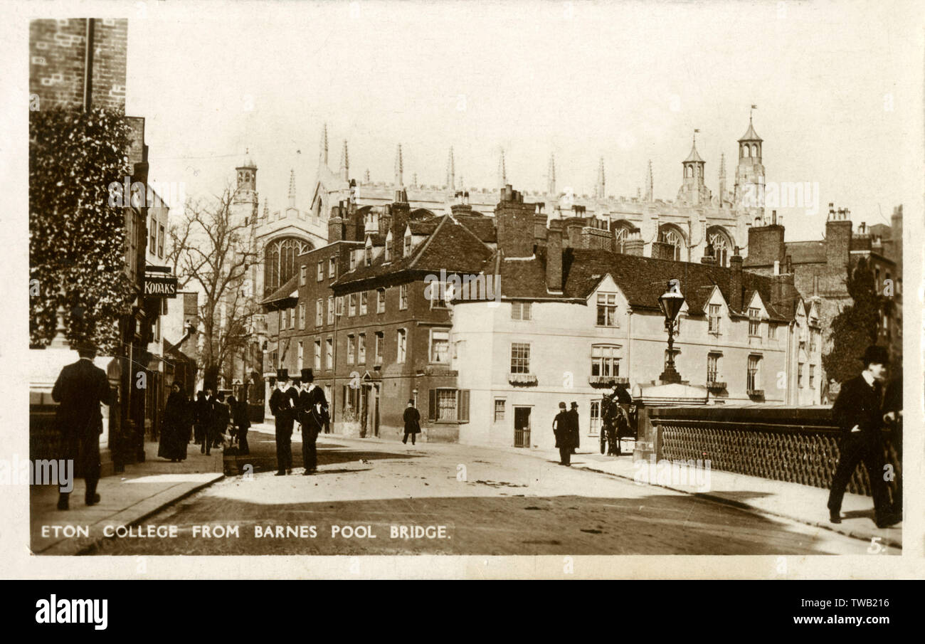 Eton College von der Barnes Pool Bridge Stockfoto