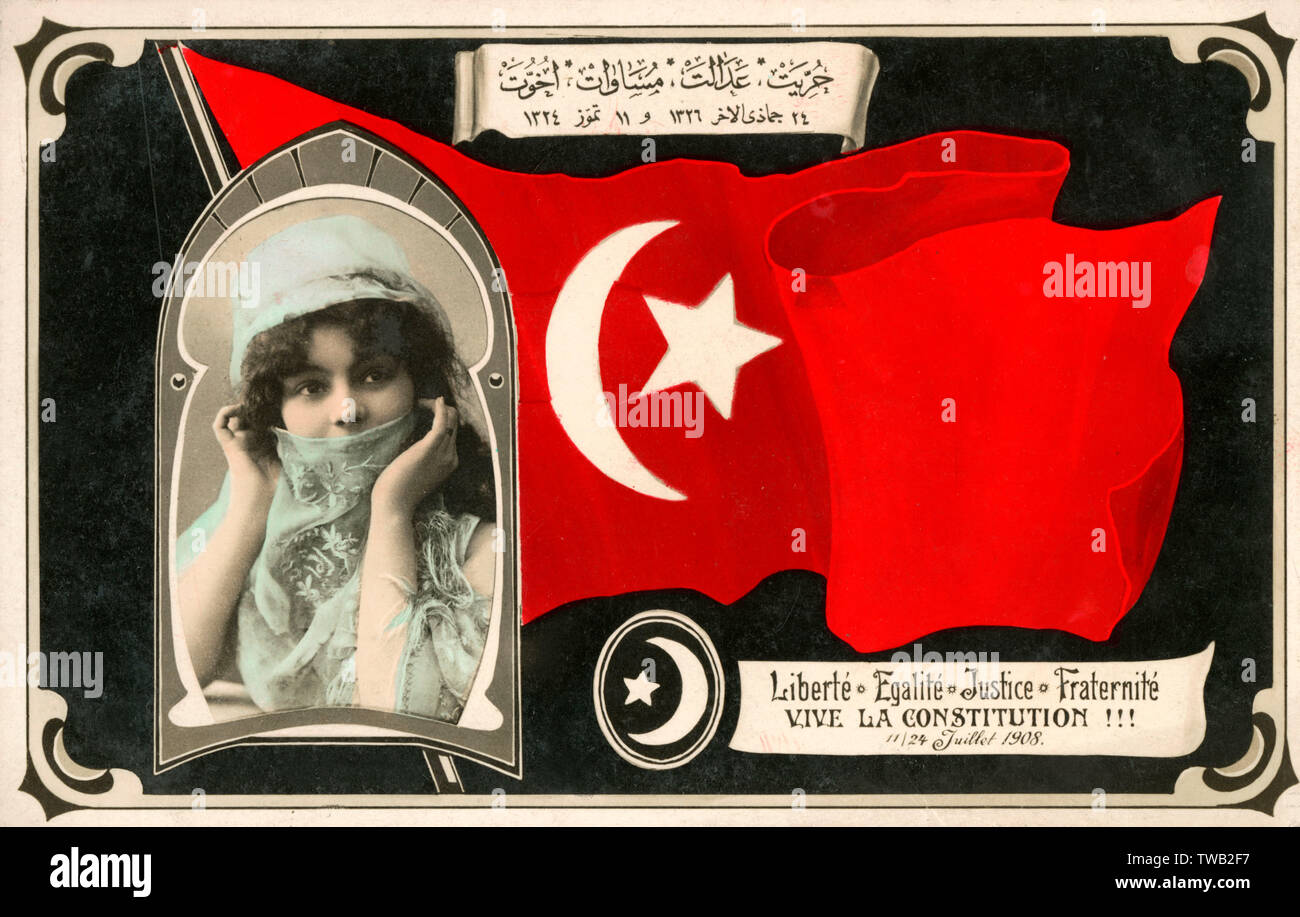 Die neue türkische Verstopfung feiern - französische Postkarte Stockfoto