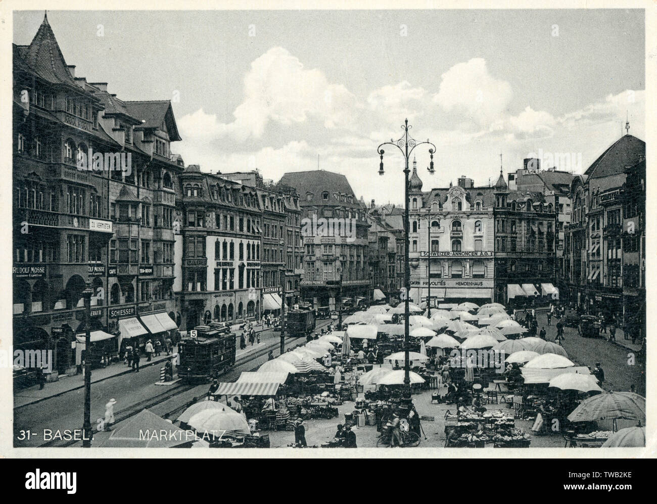 Der Markt - Basel im Nordwesten der Schweiz Stockfoto
